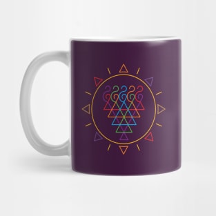 Indian Symbol of Knowledge and Wisdom at the Center Surrounded with a Sun as a representation of an eternal energy. Mug